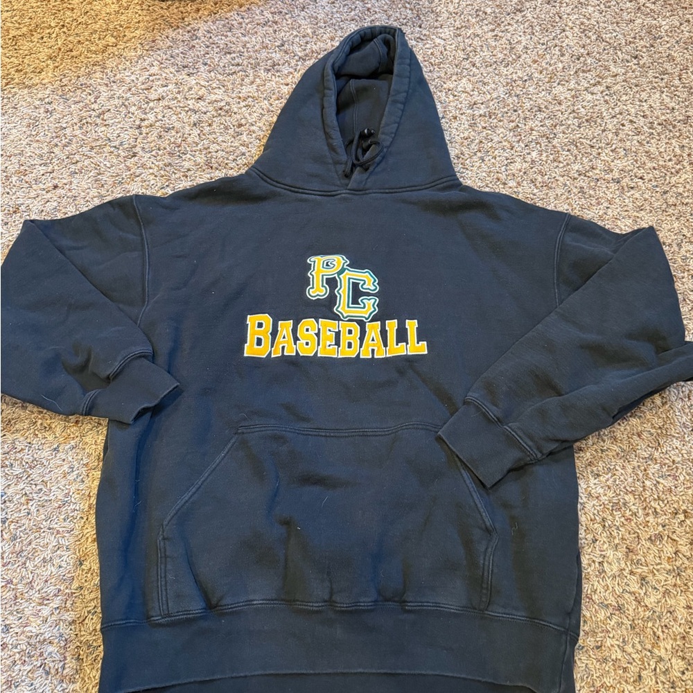 Presentation College Baseball Black Hoodie with Yellow Logo